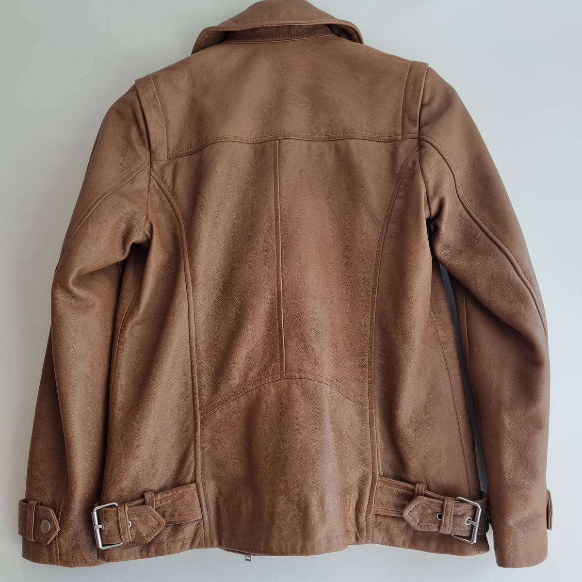 Mint Velvet leather biker jacket Tan Size 8