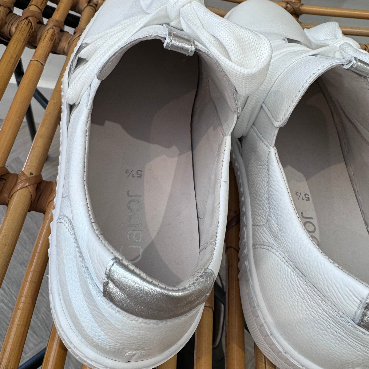 Gabor leather trainers White/silver Size 5.5