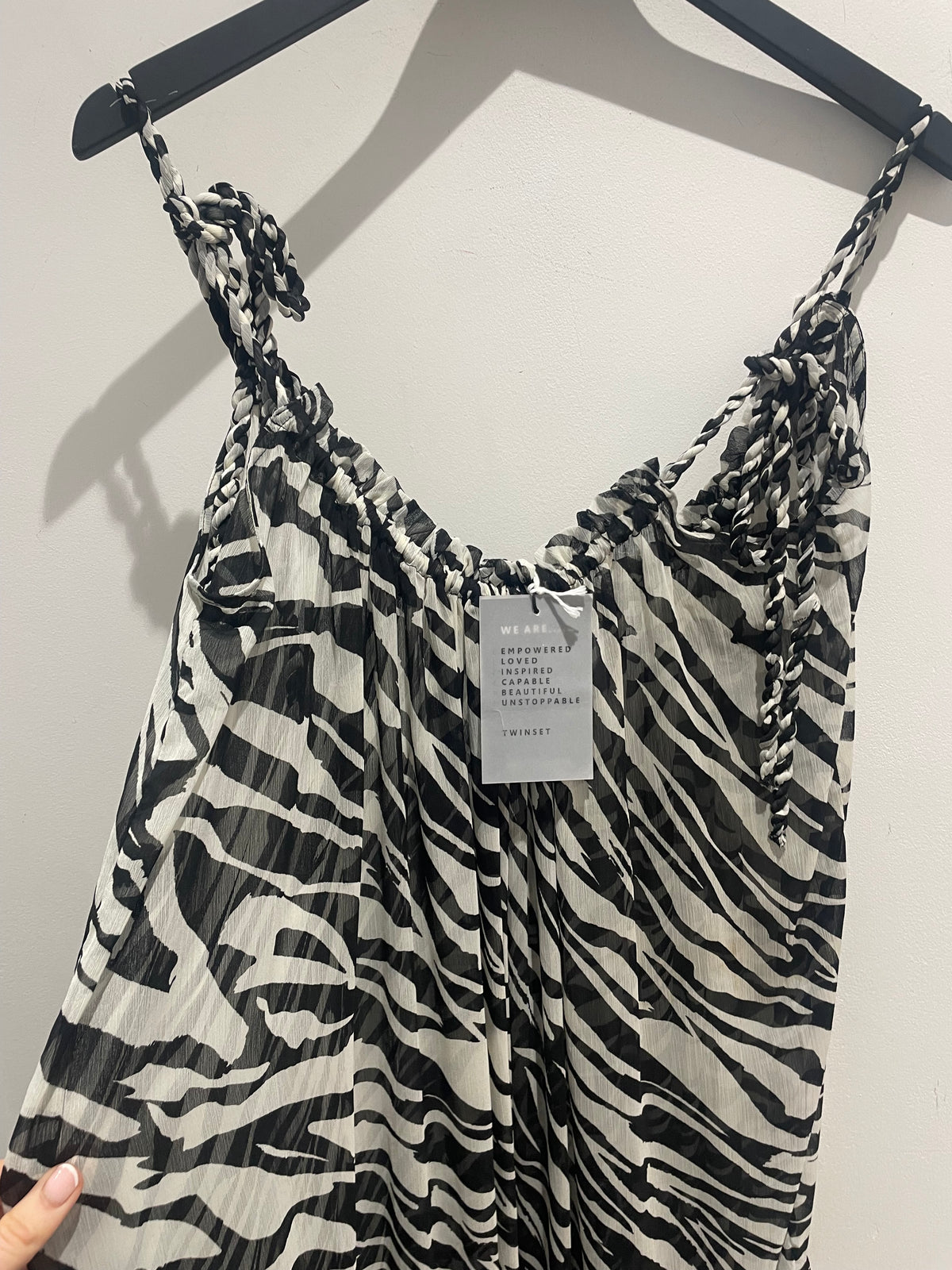 Wat The Brand chiffon zebra print dress Bl/white 6-8