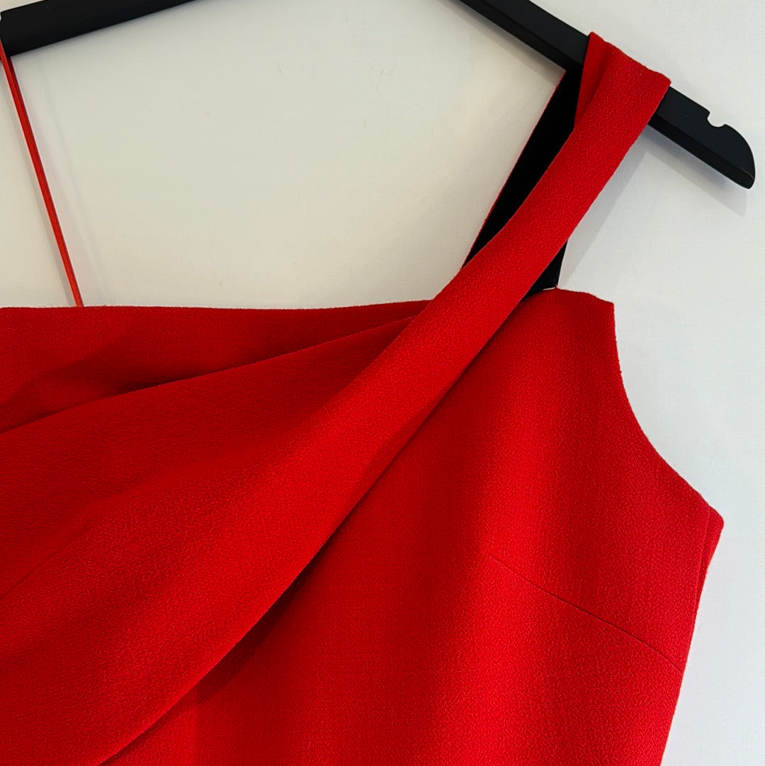 Roland Mouret one shoulder evening gown Chilli Red Size 10