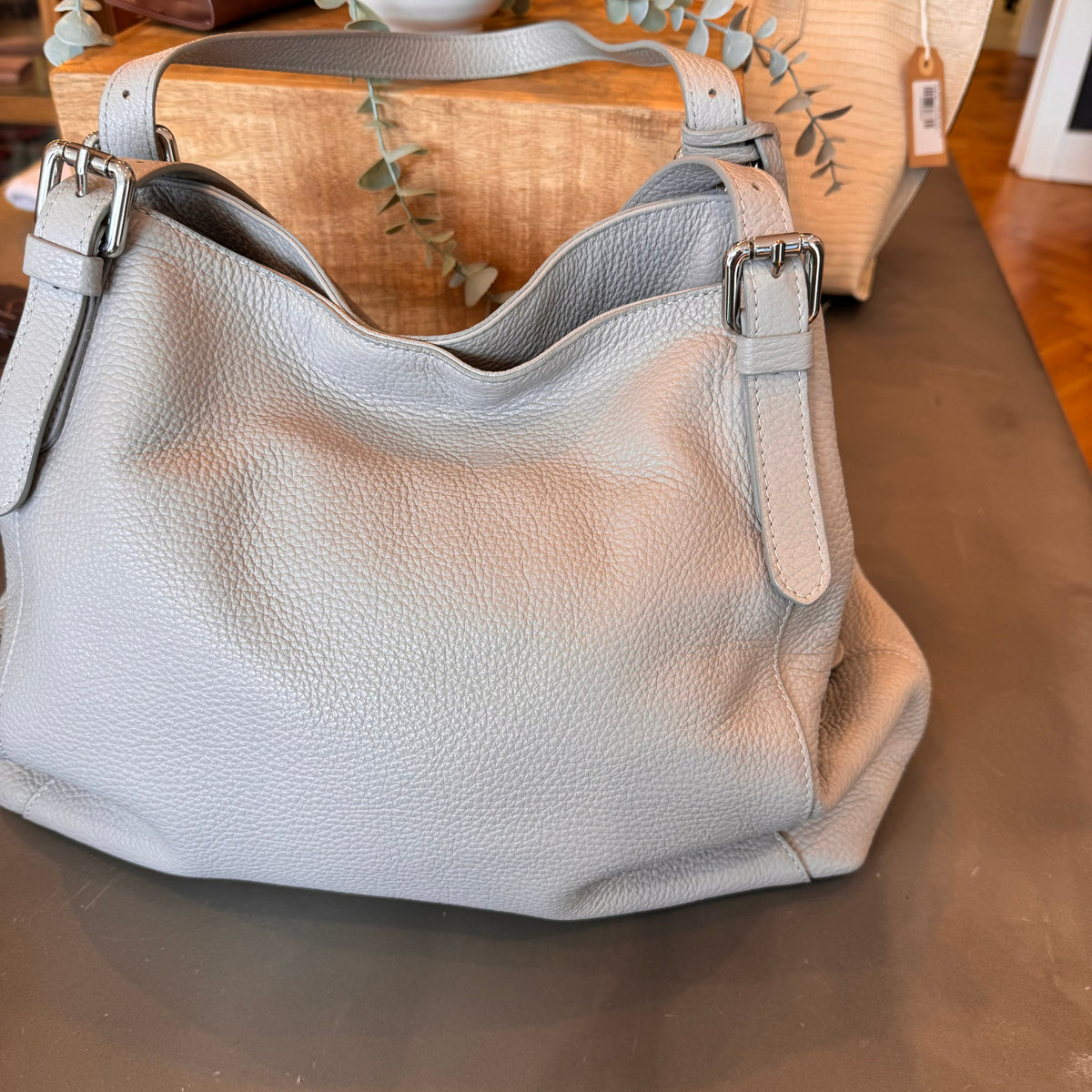 Russell & Bromley tumbled leather bag Light Grey OS