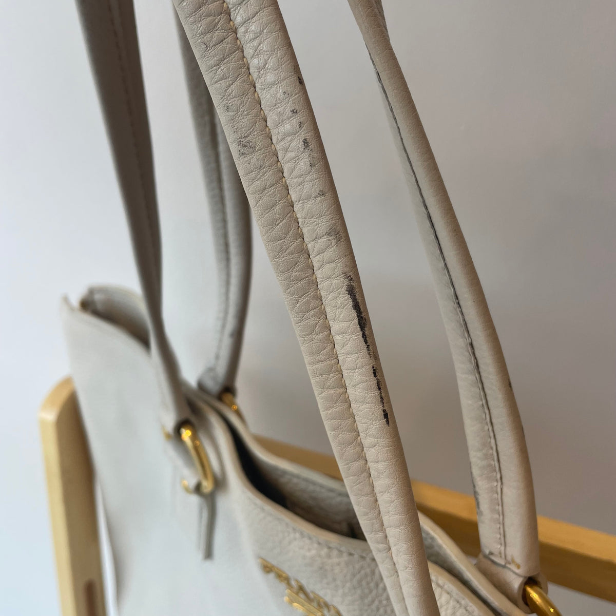 Prada tumbled leather shopper Ivory O/S
