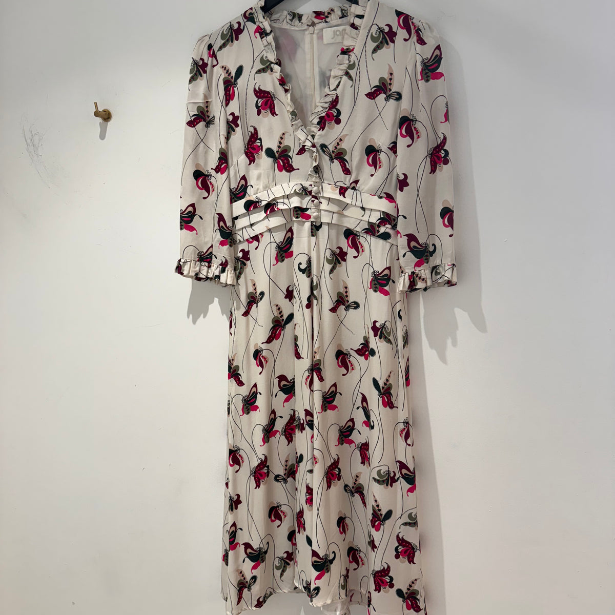 Jane print dress white/pink Size 10