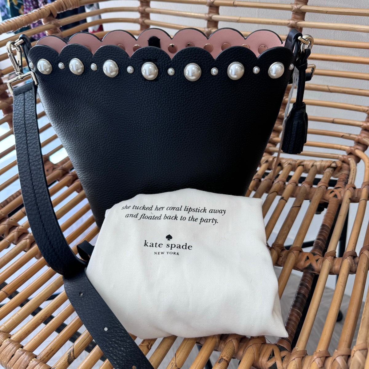 Kate Spade Black Pearl Vanessa bucket bag Black O/S