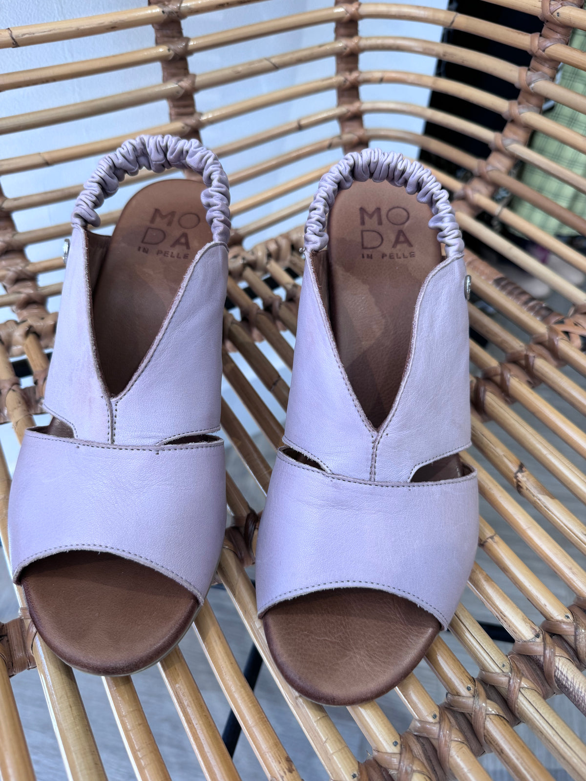 Moda In Pelle leather block heel Lilac 5