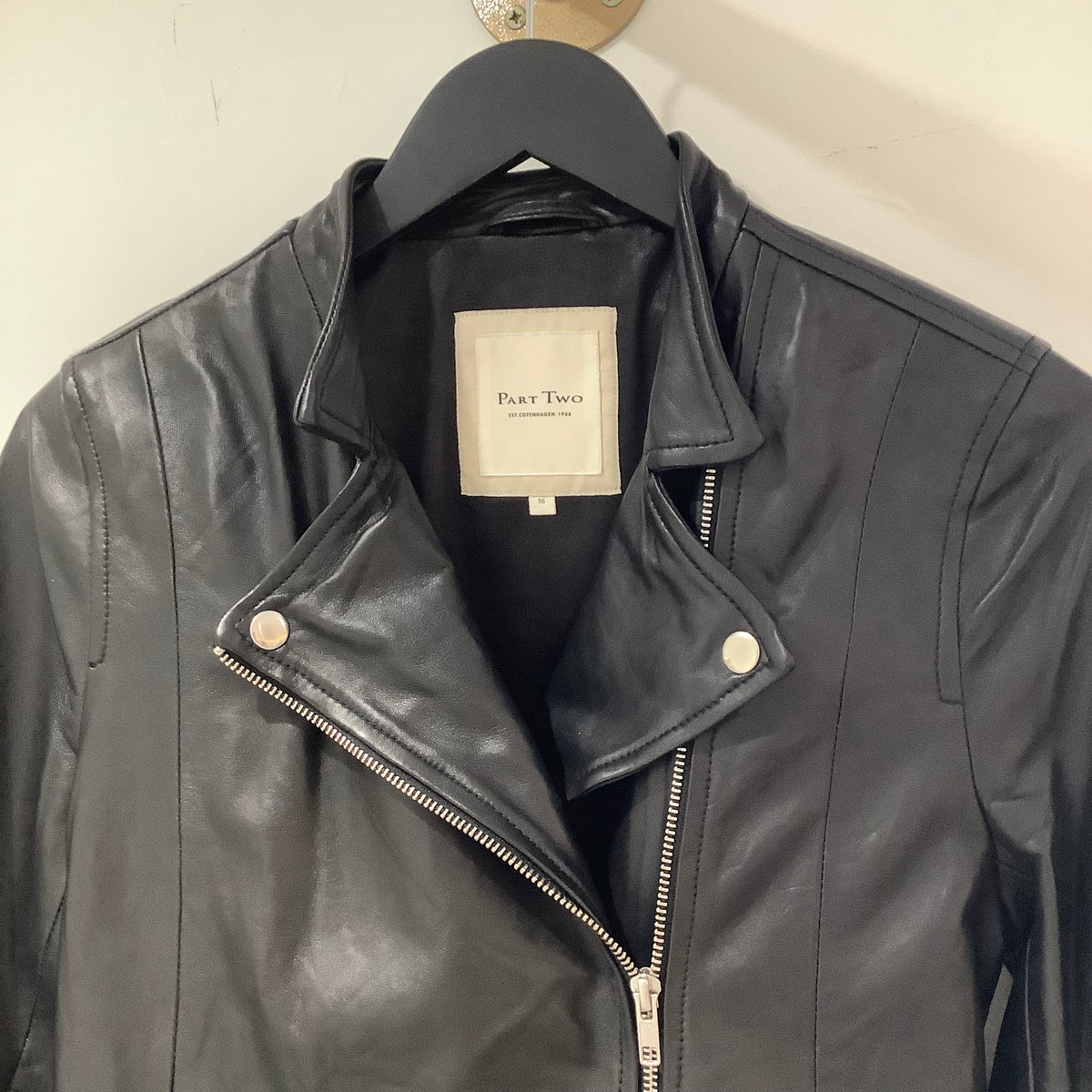Part Two Black Leather Jacket Size 8