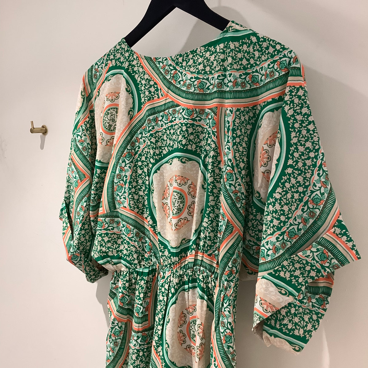 Anany print maxi dress Green/peach Size Medium