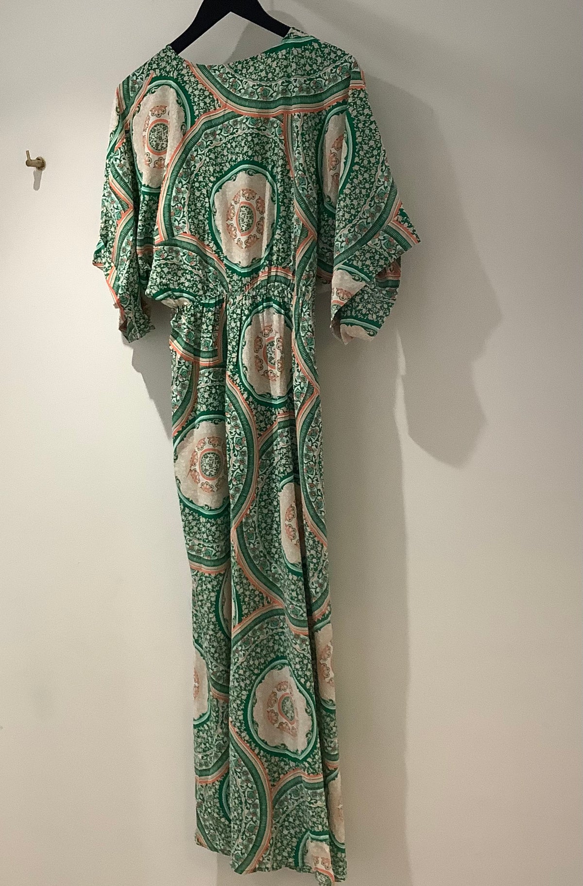 Anany print maxi dress Green/peach Size Medium