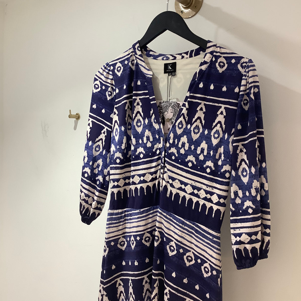 K Design print dress Blue/white Size XS