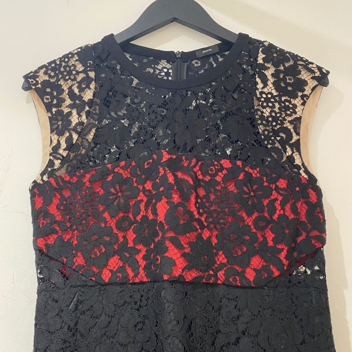 Joseph lace contrast dress Black/red 38
