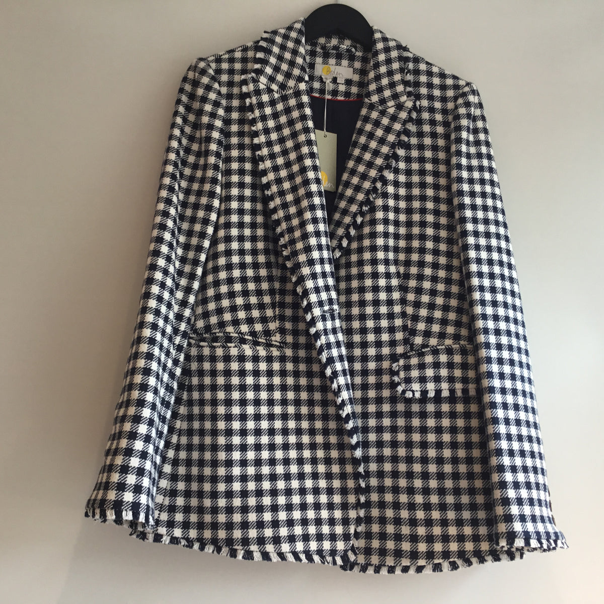 Boden fray detail dogtooth jacket Navy/White 14