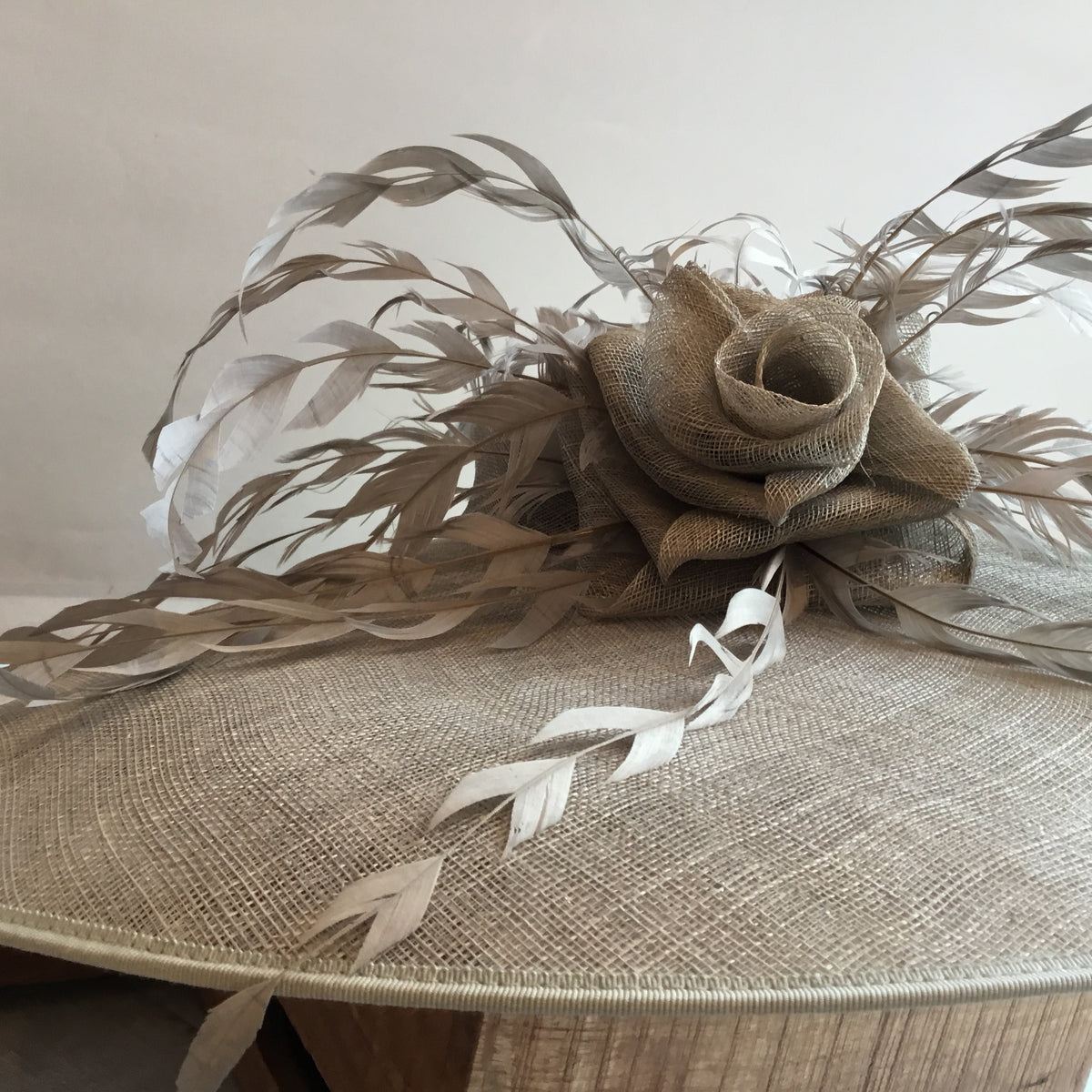 Nigel Rayment Couture feather hatinator Large Silver OS