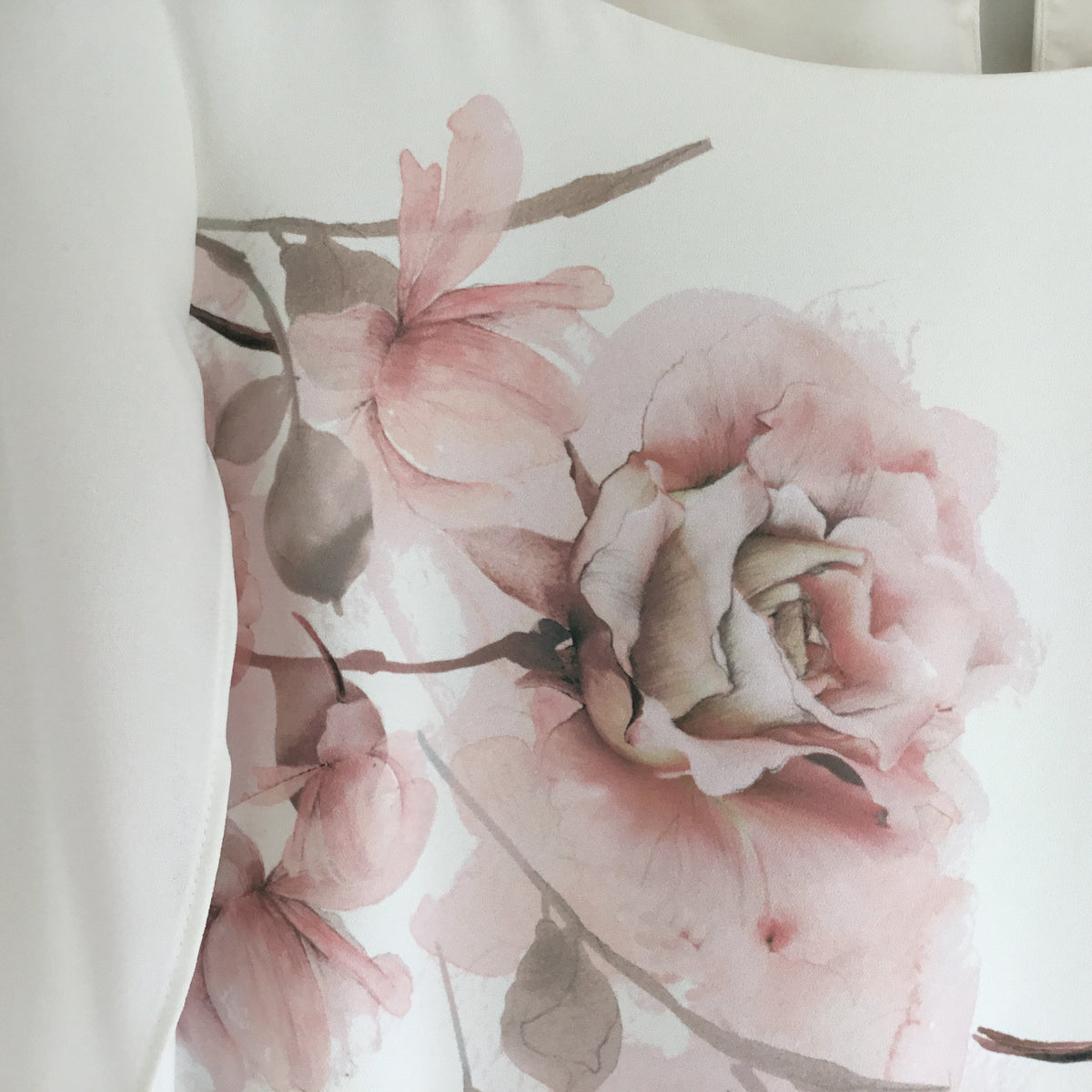 Jacques Vert rose print occasion dress Ivory/Blush Size 14