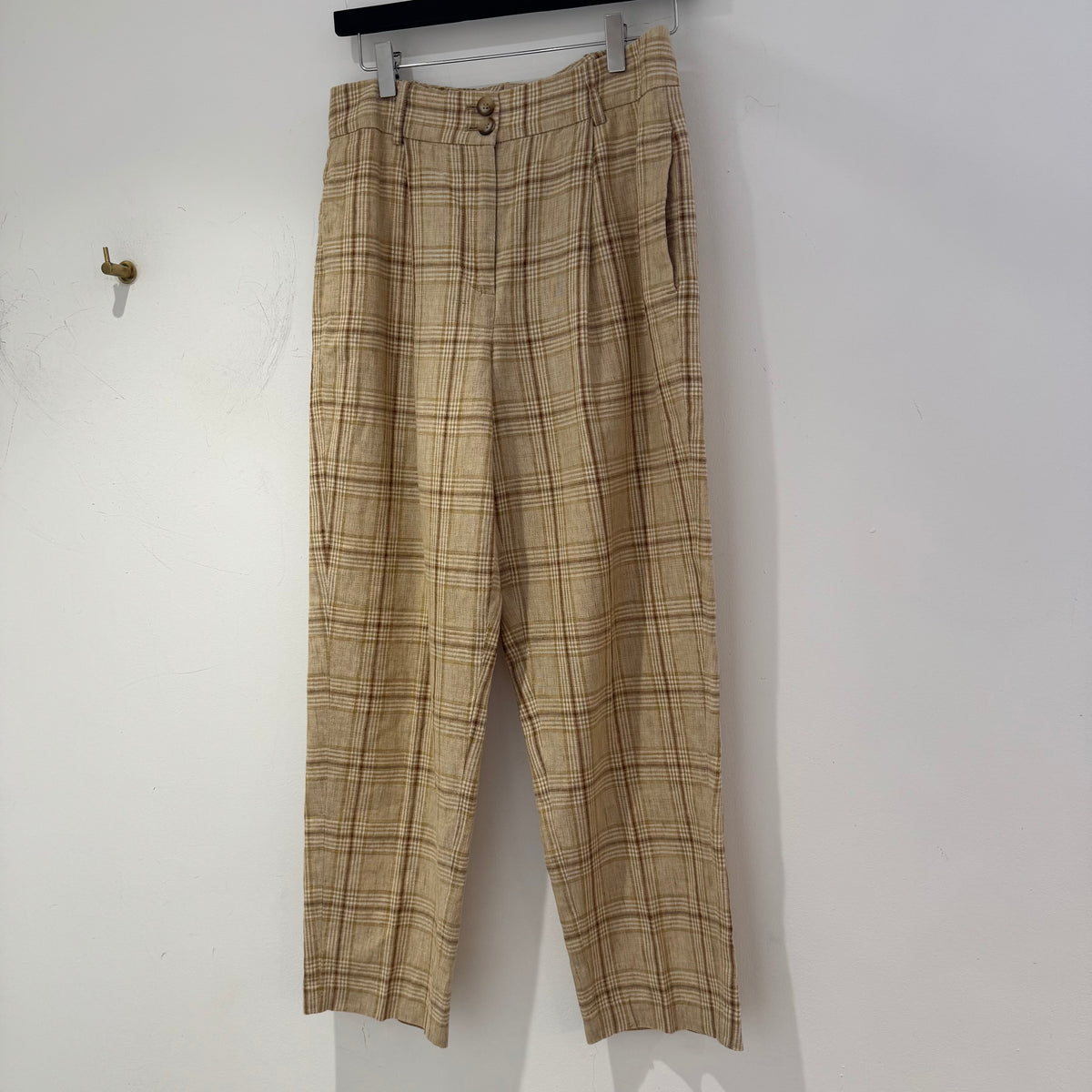 Sezanne linen check trouser Beige 36