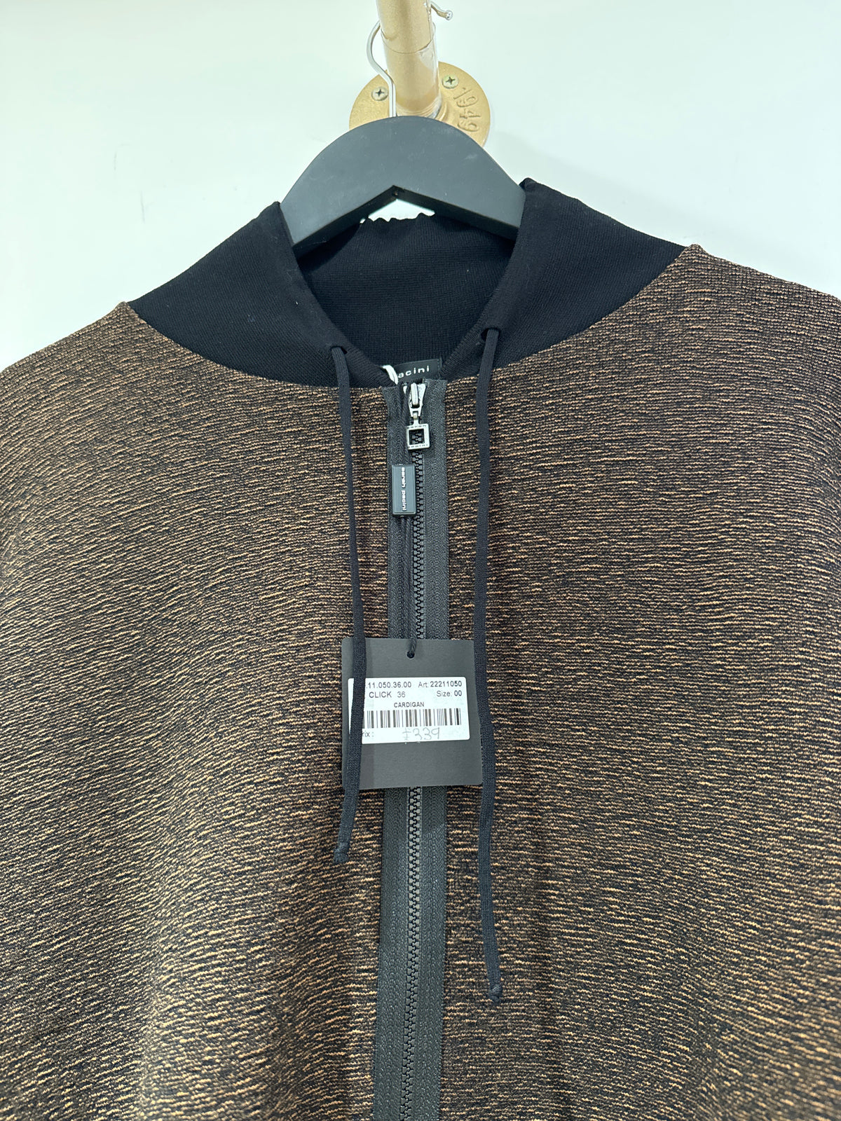 Sarah Pacini textured zip Jacket Brown /black Size 36