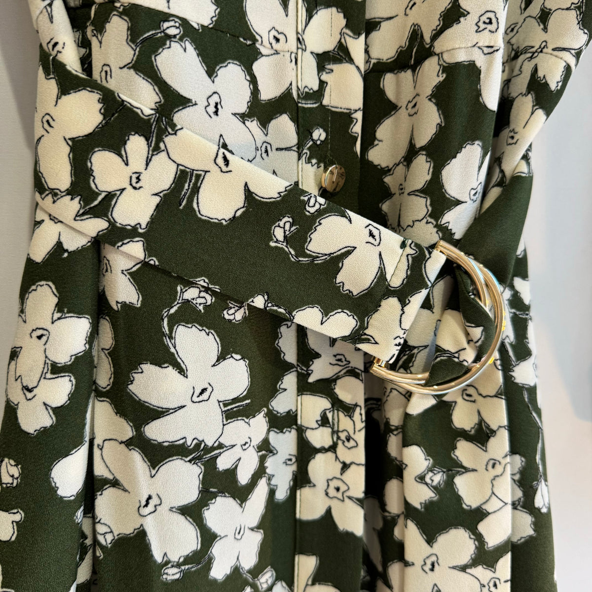 Zara flower print midi shirtdress Olive/White Small