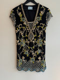 Iceblu embroidered crystal evening mini dress Black/multi Size Small