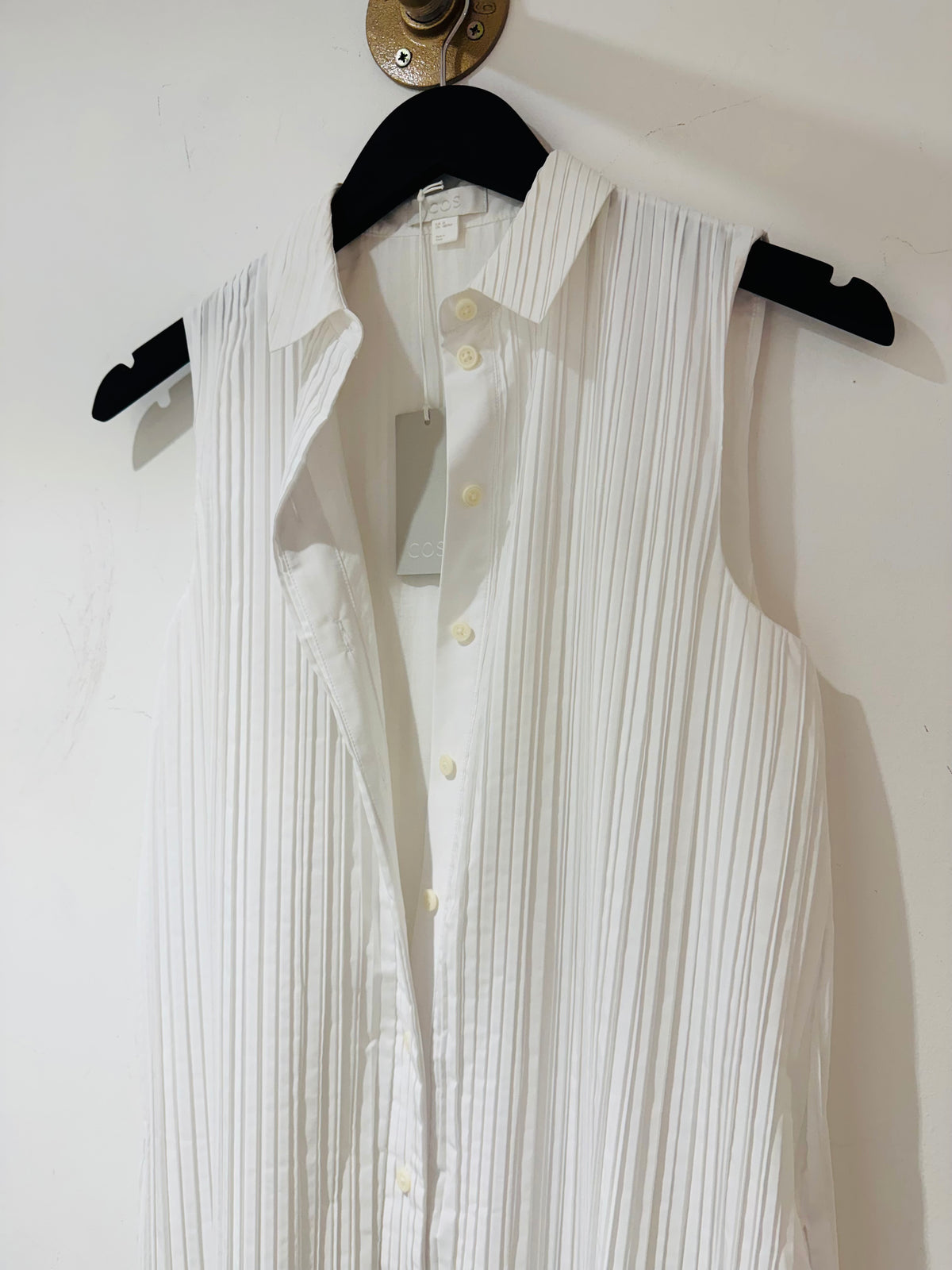 Cos Pleated Sleeveless Dress White Size 6
