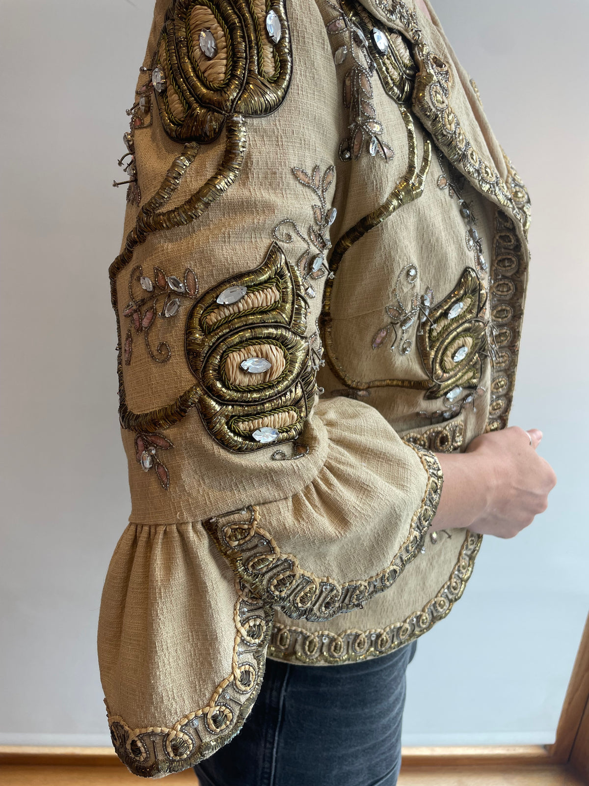 Love Sex Money Collection Embellished Jacket Pale Gold/Antique Gold Size IT46
