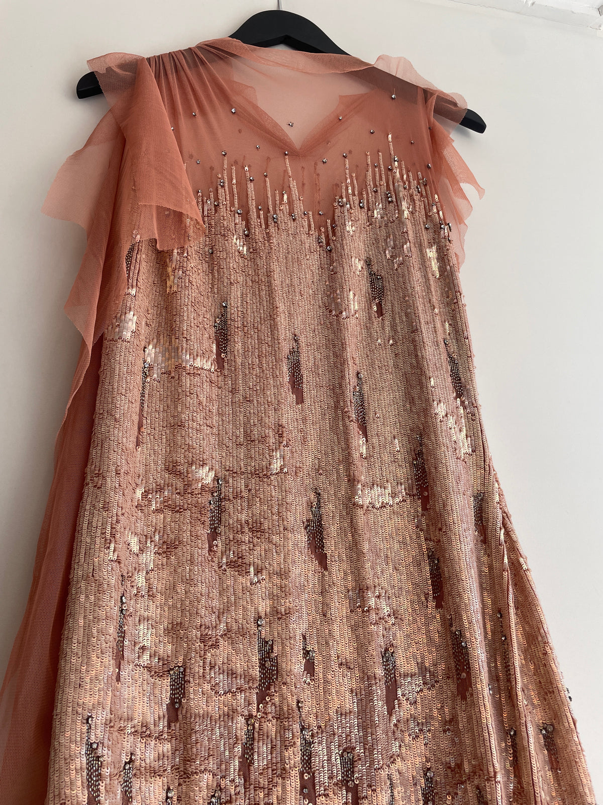 Jenny Packham Vintage Sequin/Tulle mini dress Blush/Rose Gold Size 12