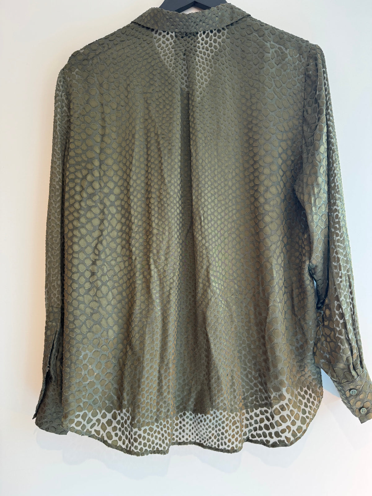 Reiss burn out spot blouse Olive Size 10