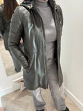 Oakwood leather hooded Coat Dark Khaki Size XS