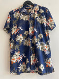 Broken SS Shirt Tropical Flower Navy/Khaki/Orange Size Large