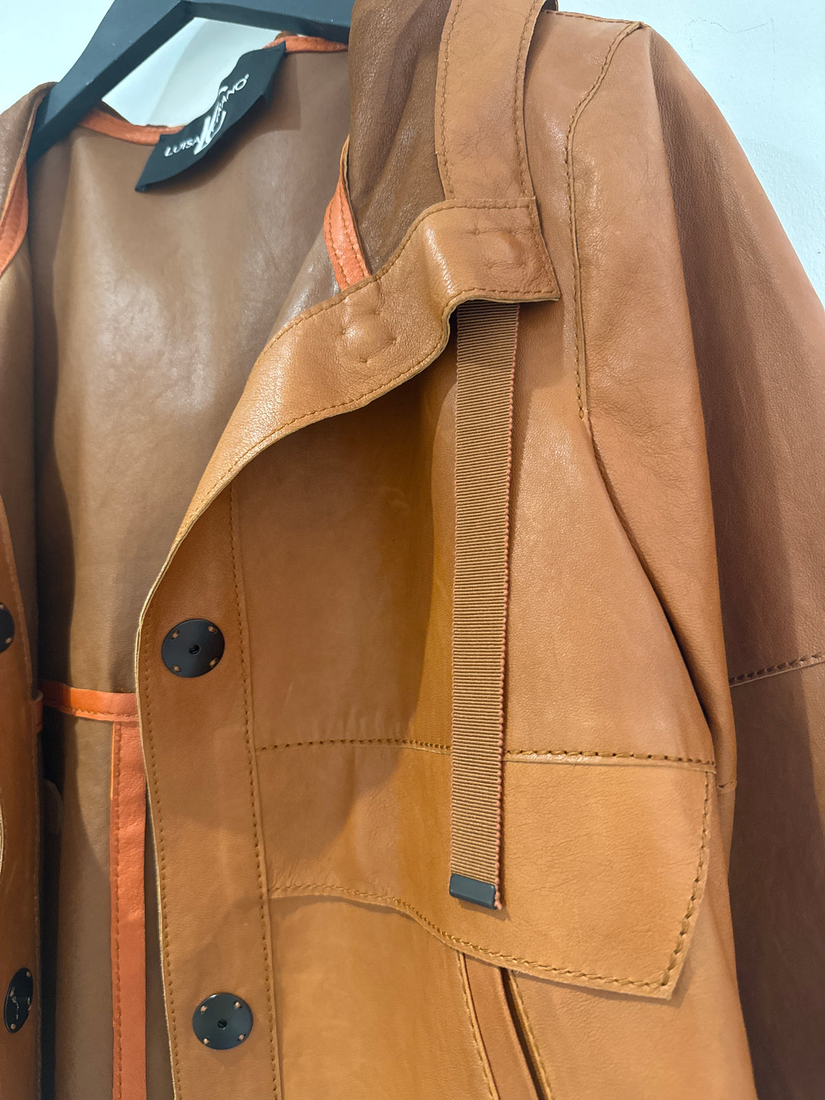 Luisa Cerano hooded lambskin leather jacket Tan Size 8
