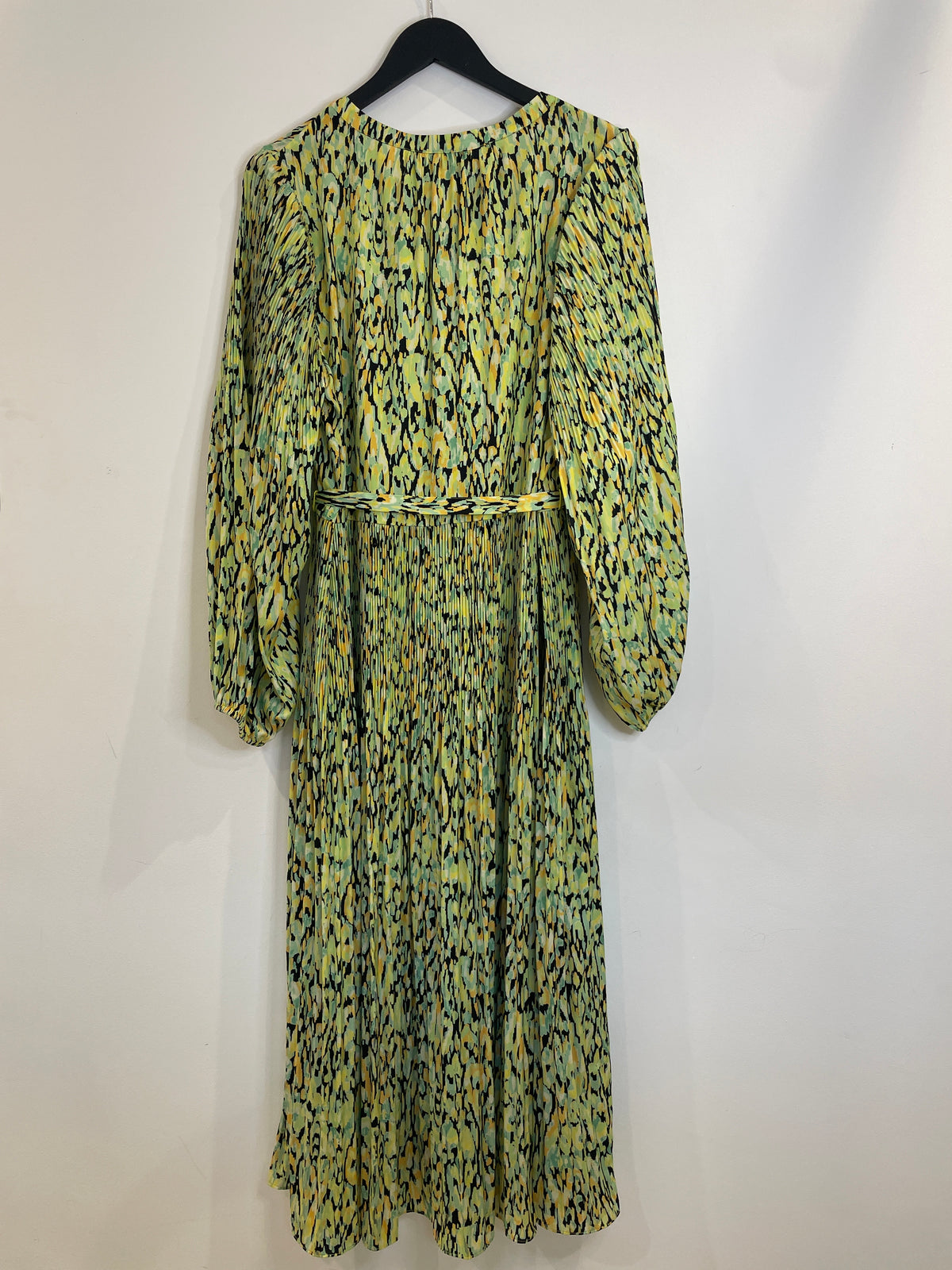 Oliver Bonas Midi Dress Smudge Print Lime/Citrus Size 18