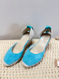 Lora Dora Suedette Wedge Espadrille Aqua Size 5
