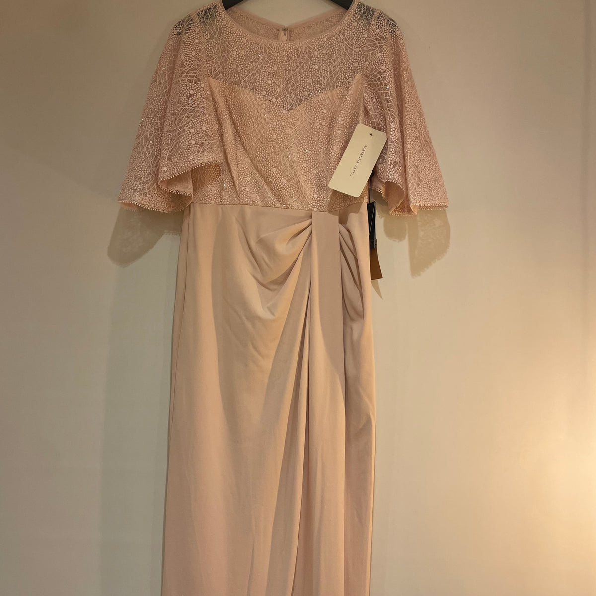 Adrianna Papell flutter sleeve gown Light Blush Size 12