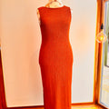 John Lewis Crinkle Jersey Maxi Dress Rust/Orange Size UK 14