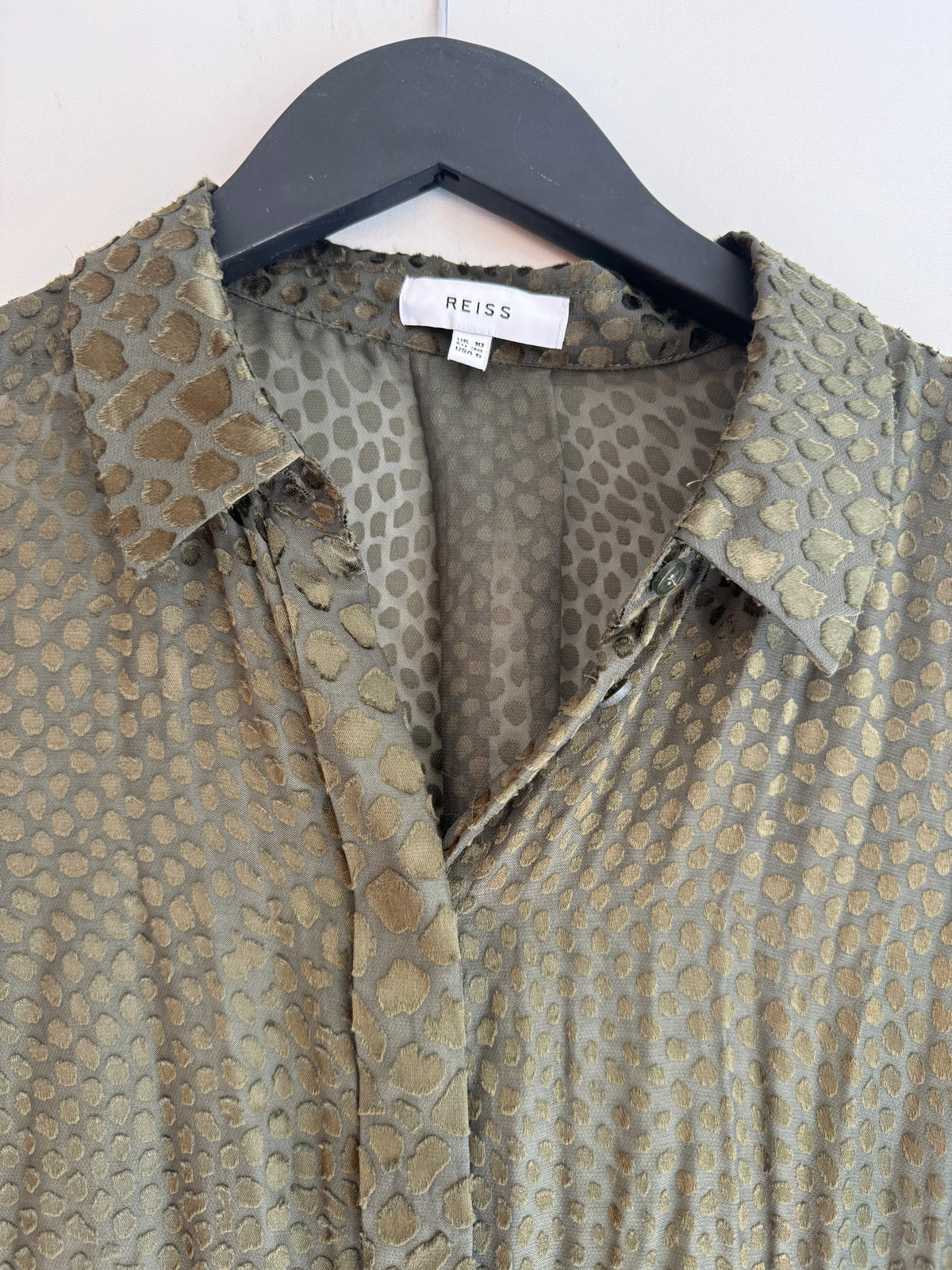 Reiss burn out spot blouse Olive Size 10