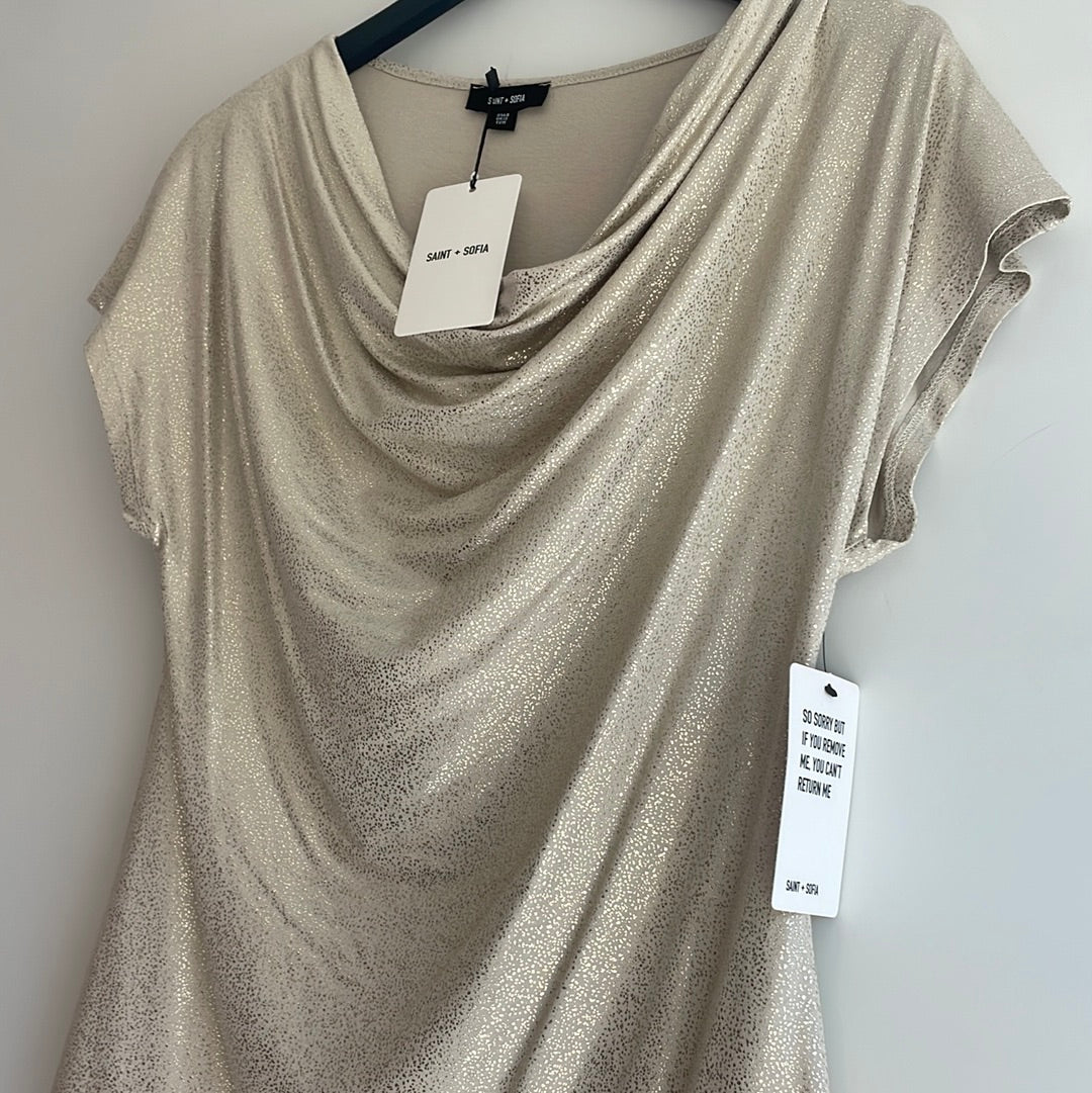 Saint & Sofia metallic foil top Gold/Nude Size Medium