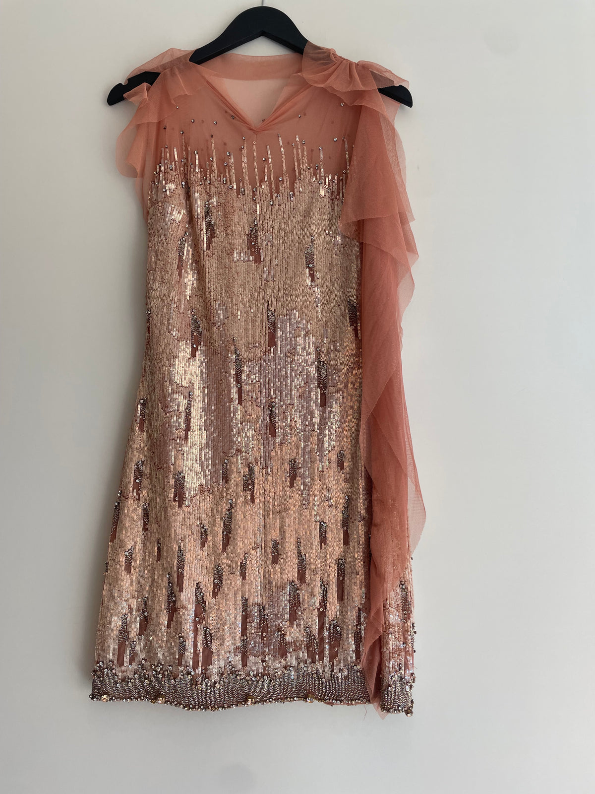 Jenny Packham Vintage Sequin/Tulle mini dress Blush/Rose Gold Size 12