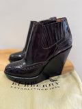 Burberry Brogue Wedge Boots Oxblood size 36