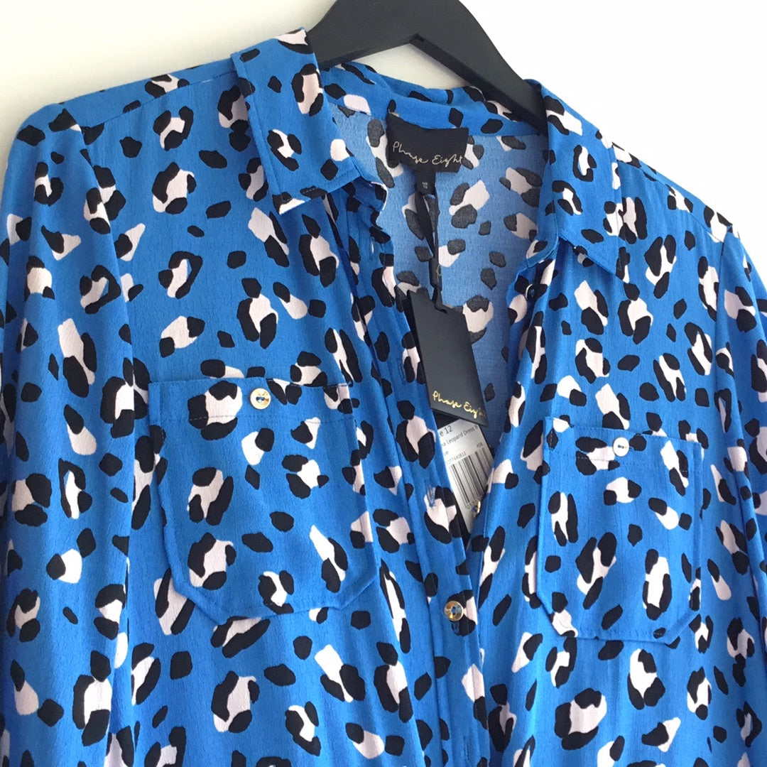 Phase Eight 'Tana' leopard dress Blue/Black/Blush Size 12