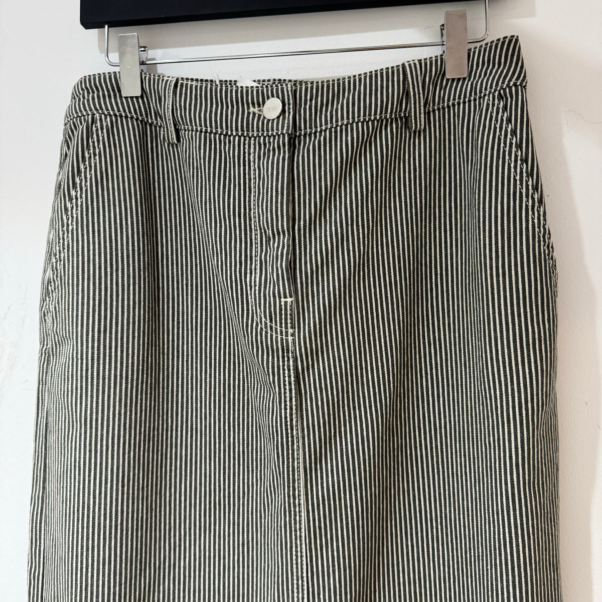 Hush Amalia stripe denim maxi skirt Dark Olive Size 10