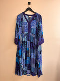 Sahara Indigo Patchwork Flared Dress Blue Size 3/UK 16