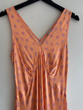 Ghost London Bias Cut Slip dress Peach/Blue ditsy print Size Small