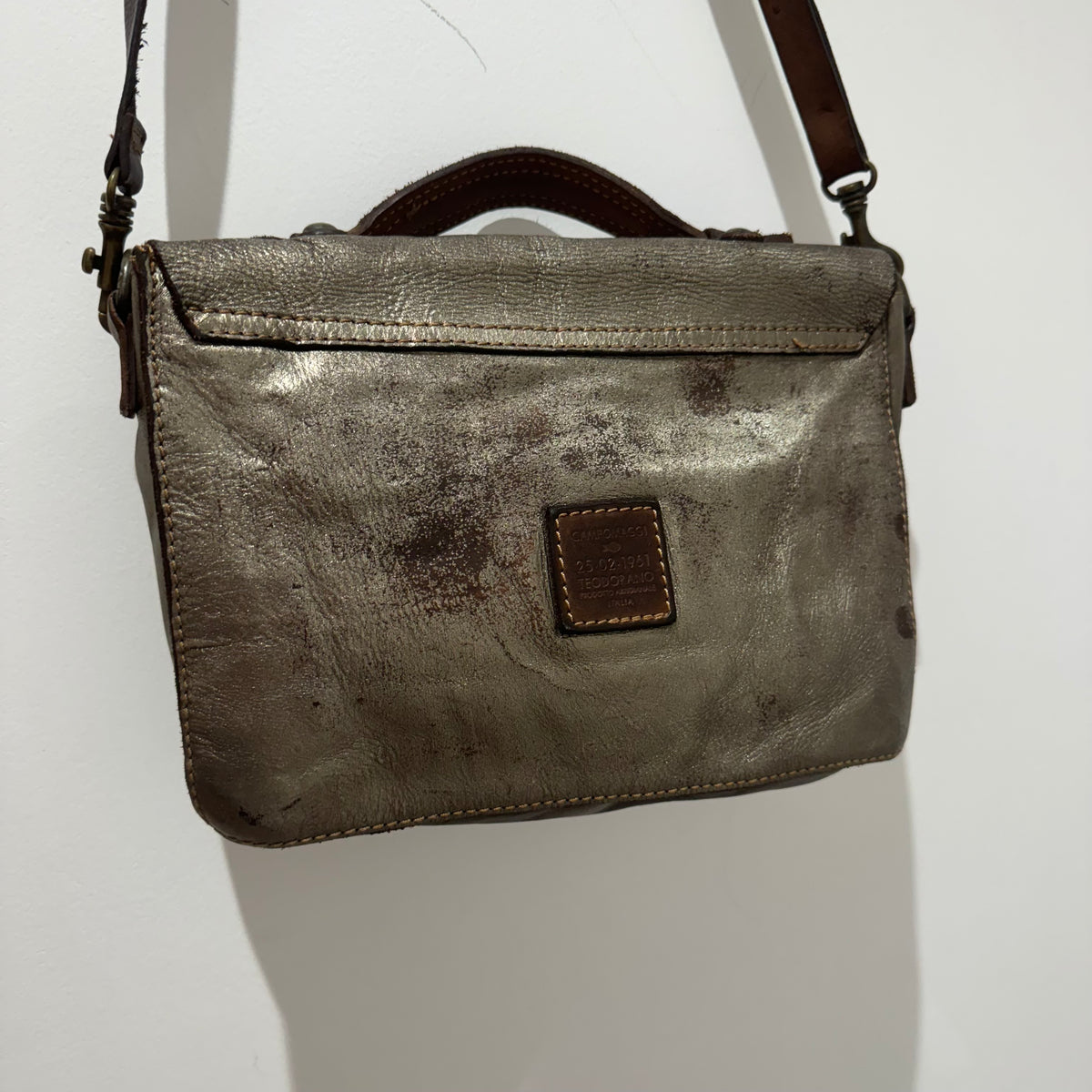 Campomaggi Aurora crossbody bag Cognac/Antique silver