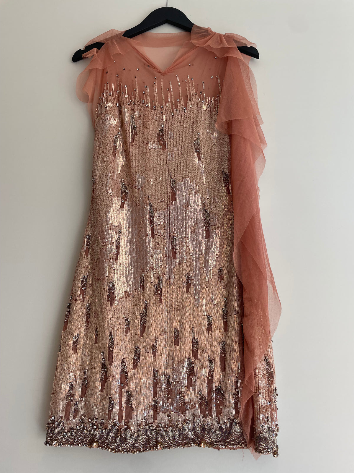 Jenny Packham Vintage Sequin/Tulle mini dress Blush/Rose Gold Size 12