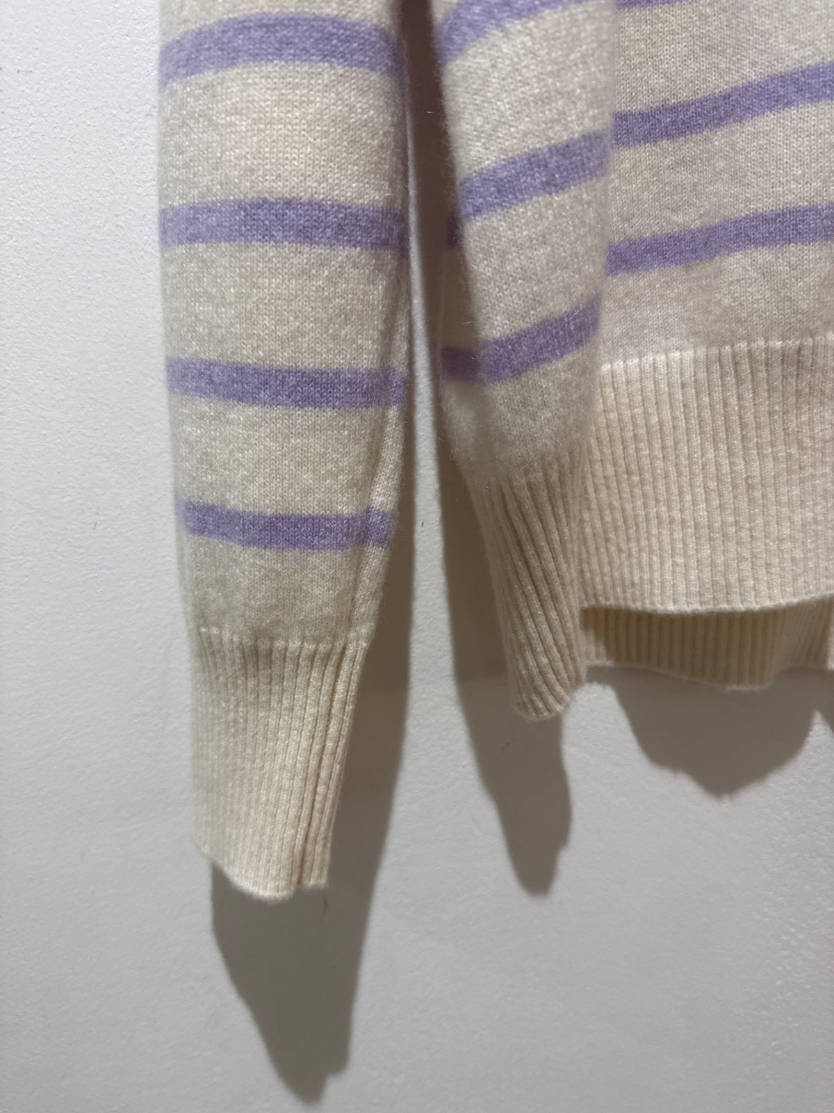 Autograph Stripe cashmere jumper Cream/Lilac Medium