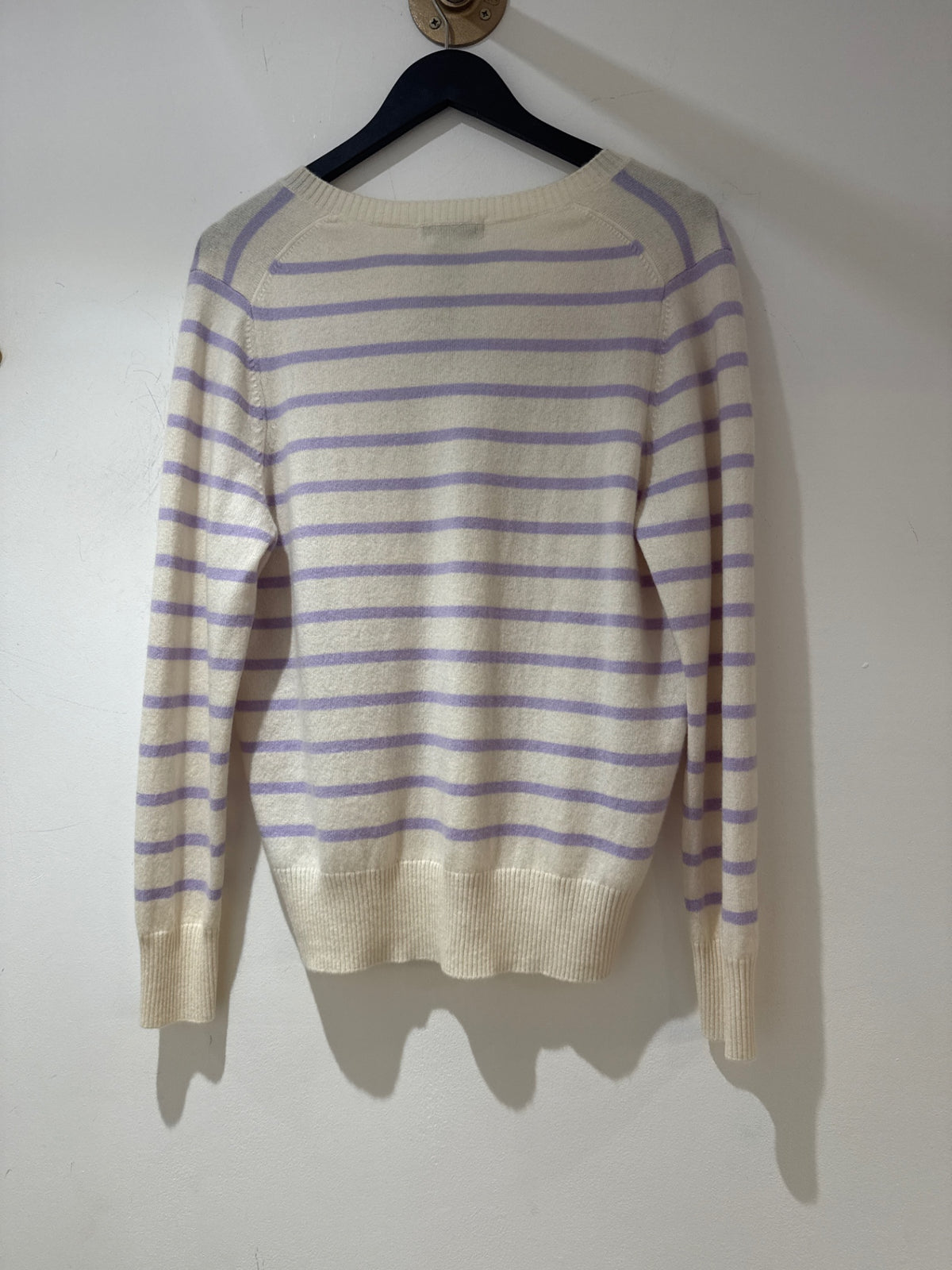 Autograph Stripe cashmere jumper Cream/Lilac Medium