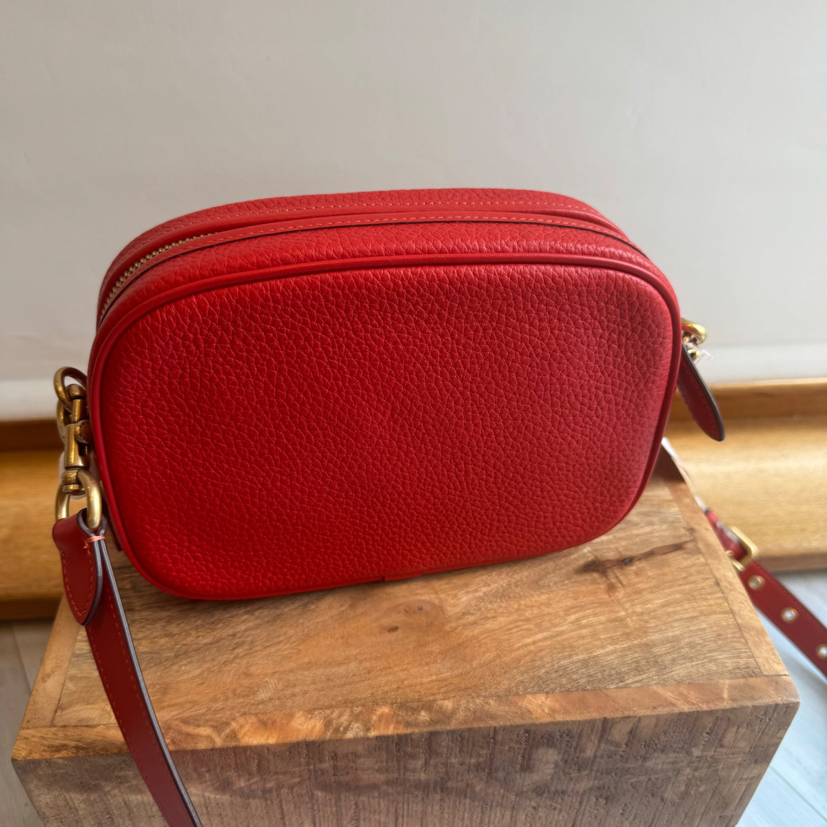 Coach pebble leather camera crossbody bag Red