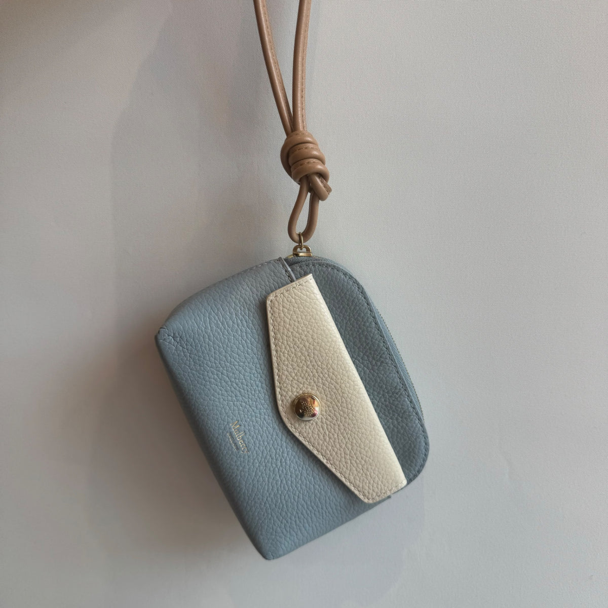 Mulberry grained leather purse Mink/Beige/Duck egg blue