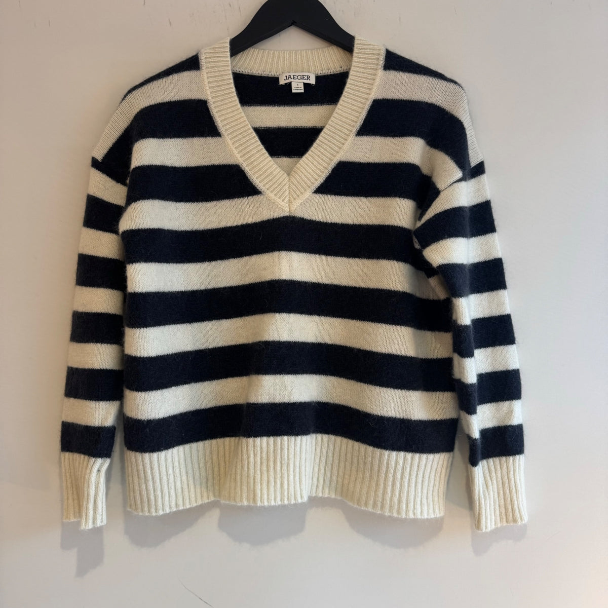 Jaeger  mohair mix Stripe jumper Navy/Ivory