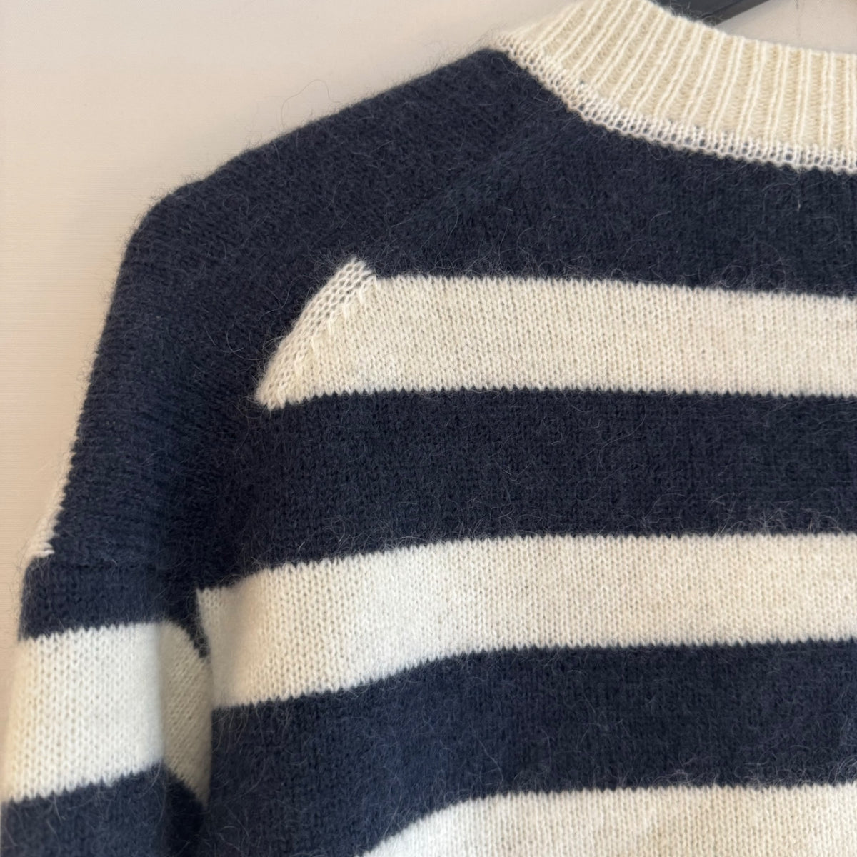 Jaeger  mohair mix Stripe jumper Navy/Ivory