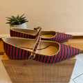 Boden pointed Mary Jane flat Navy/Red/gold
