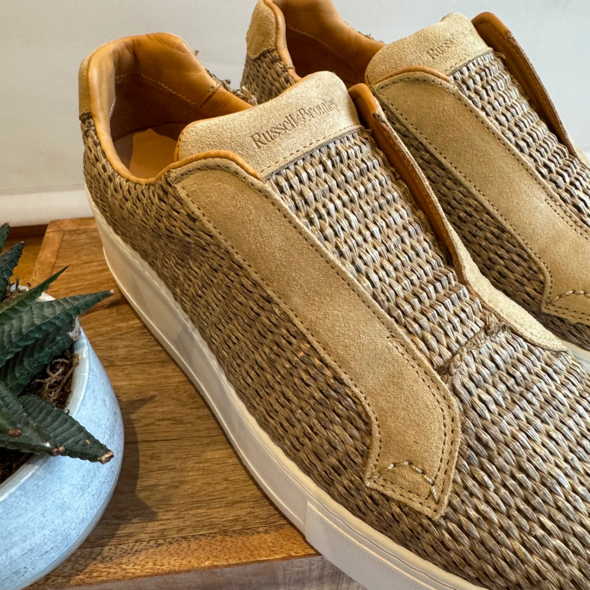 Russell & Bromley Park Up woven Trainer Natural